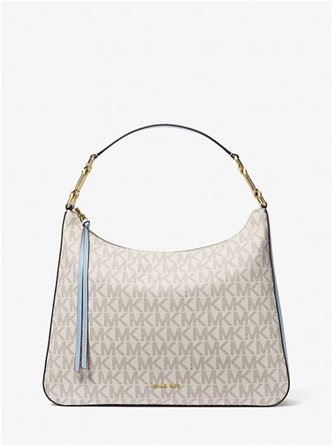 michael kors hobo bag braun|Laney Large Signature Logo Hobo Shoulder Bag .